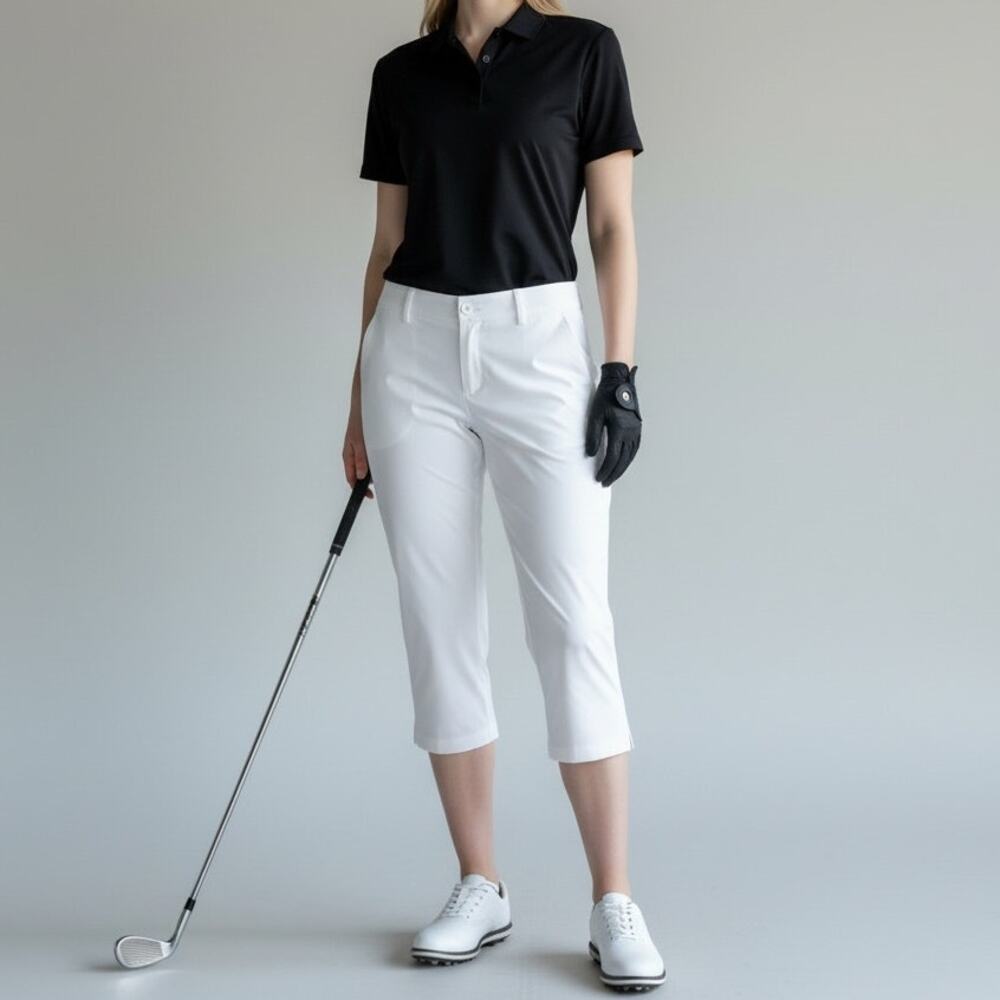 Under Armour Golf Fitted Capri Pants NWT Womens Sz 12 White Fitted Sporty Chic